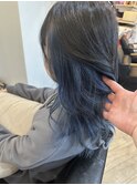 【白鳥】インナーカラー×ブルー