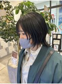 レイヤーカット×ウルフカット×暗めカラー