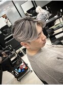 メンズバレイヤージュシャドールーツセンターパート白髪ぼかし