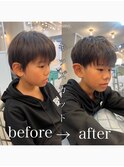 キッズカット☆フェザーショート男の子☆前髪カット/黒髪小学生