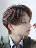 ニュアンスパーマセンターパートコンマバングフェザーパーマ
