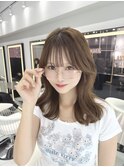 くびれ巻きレイヤーカット☆パールベージュ♪髪質改善☆韓国新宿
