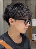 天神波巻きスパイラルパーマシャドウパーマルーズショートメンズ