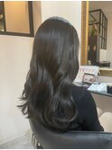 韓国大人レイヤー黒髪アッシュブラックシンプルストレート立川