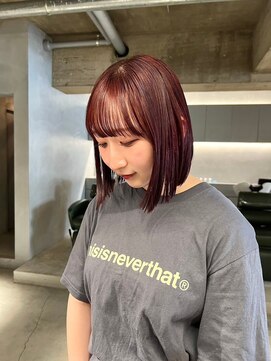 リール(rire) デザインカラーレイヤーカットウェットヘア夏オリーブベージュ