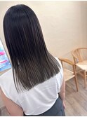 レイヤーカット小顔エアストレート大人可愛い黒髪暗髪20代30代