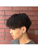 メンズカット 前下りセンターパート 波巻きパーマ 【RANDY】