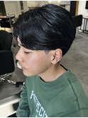 メンズセンターパートパーマニュアンスパーマ毛流れ刈り上げ