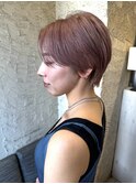 新宿/ショート/ダブルカラー/ピンクモーヴ/ケアブリーチ