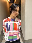 【sheta/三畑】黒髪小顔ネビージュブルーカラーハンサムショート