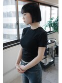 シンプルボブシースルーバング