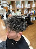 無造作ツイストパーマ×メッシュ
