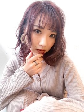 ヘアーワークス ヘルム 渋谷店(HAIR WORKS HELM) [HELM渋谷］ボルドーカラー×レイヤーミディアム１