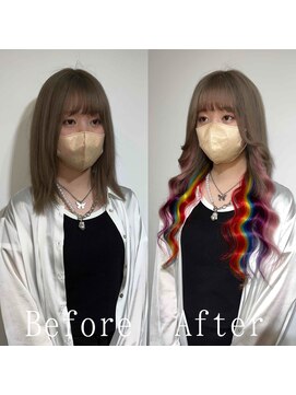 あるじゃんすー さいたま店 レインボーカラー#シールエクステ#バイカラー#韓国#小顔#大宮