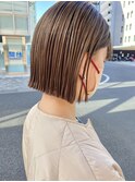 小顔ストレートボブ黒髪グレージュダークアッシュモード