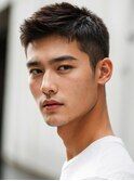 韓国マッシュ スペインカール スパイキーショートブルーブラック