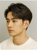 Haleメンズ刈り上げセンターパートニュアンスパーマたまプラーザ