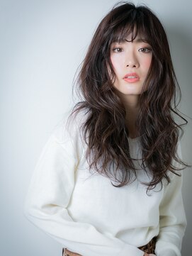 カバーヘア イヴ 戸頭店(COVER HAIR EVE) バレイヤージュココアブラウンくせ毛風ロングw戸頭20代30代40代