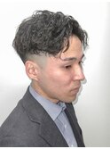ハイライトマッシュパーマウルフアッシュブラック波巻き8