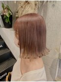 ぱつっとボブ×シアーピンクベージュ