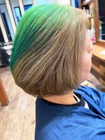ヘアーレナータ 八王子(HAIR RENATA)&nbsp;20代30代ダブルカラーグリーン×ベージュ立体感ミディアムボブ