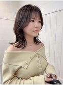 丸型卵形四角逆三角切りっぱなしボブエアリーロング美髪ブラウン