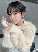 前下がりショート前髪長めハンサムショート黒髪ショート前髪あり