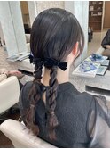 【お呼ばれヘアセット】タイトツイン編みおろしヘア