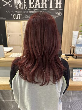 アース 三軒茶屋店(HAIR&MAKE EARTH) 三軒茶屋_レディース_ロング_ハッシュカット_ボルドー_レイヤー