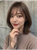 韓国ミディアムレイヤー/グレージュ[梅田/大阪梅田駅/縮毛矯正/