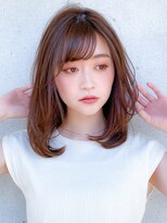 小顔カットロングレイヤー♪セミウェットウェーブオリーブカラー