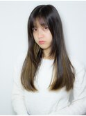 インナーカラー ハイライト☆うる艶髪ストレート