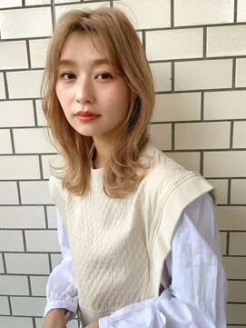 ネオリーブ アンド 渋谷店(Neolive &) 斜めバング/グレージュカラー/シルキーベージュ/韓国/渋谷