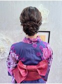 花火大会 お祭り 浴衣着付けヘアセット ふわふわアップ シニヨン