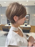 地毛風カラー黒髪切りっぱなしボブ/小顔ショートボブ/博多