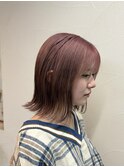 ピンクグレージュ×外はねロブ