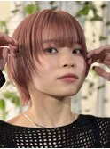 ショートウルフ×ピンクベージュ