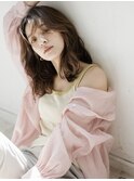 ベージュブラウン大人セミロングヘルシーウェーブ
