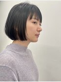 Lomalia青山/暗めカラー黒髪ボブ縮毛矯正前髪カット
