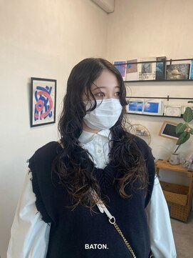 layer cut × long perm