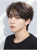 韓国メンズヘアコンマバング韓国マッシュセンターパートフェザー