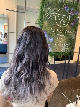 ダブル アンダーバー サロン(W_SALON) 【W_SALON 河原町】グレーホワイト/グラデーション