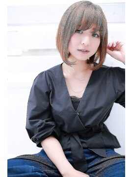 ラフィスヘアーエン 宝塚店(La fith hair enn) 【Lafith】オレンジベージュカラー×ボブスタイル