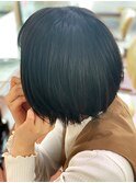 大人かわいい透明感♪暗髪ストレート丸み前下がりボブ