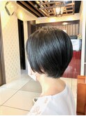 ショート/小顔/グラデーション/黒髪/丸み/30代40代50代/白髪染め
