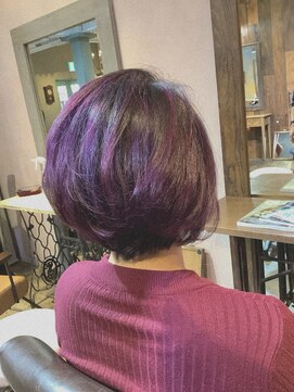 美容室 フィックス ハイライト＋パープル
