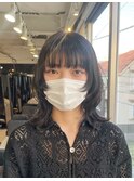 ＊くびれウルフヘア！黒髪ミディアムウルフカットウルフレイヤー