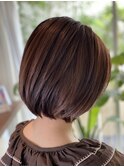 チェリーブラウンイメチェン30代40代50代大人可愛いシンプルボブ