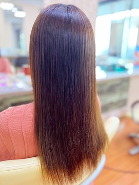 アークスヘアー 20代30代40代ピンクアッシュ髪質改善カラー艶感ストレート