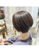 ココアベージュボブウルフグレージュカラー